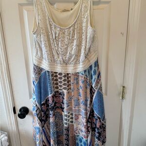 Liberty Love Lace Patchwork Maxi Dress - Blue, Pink, Cream